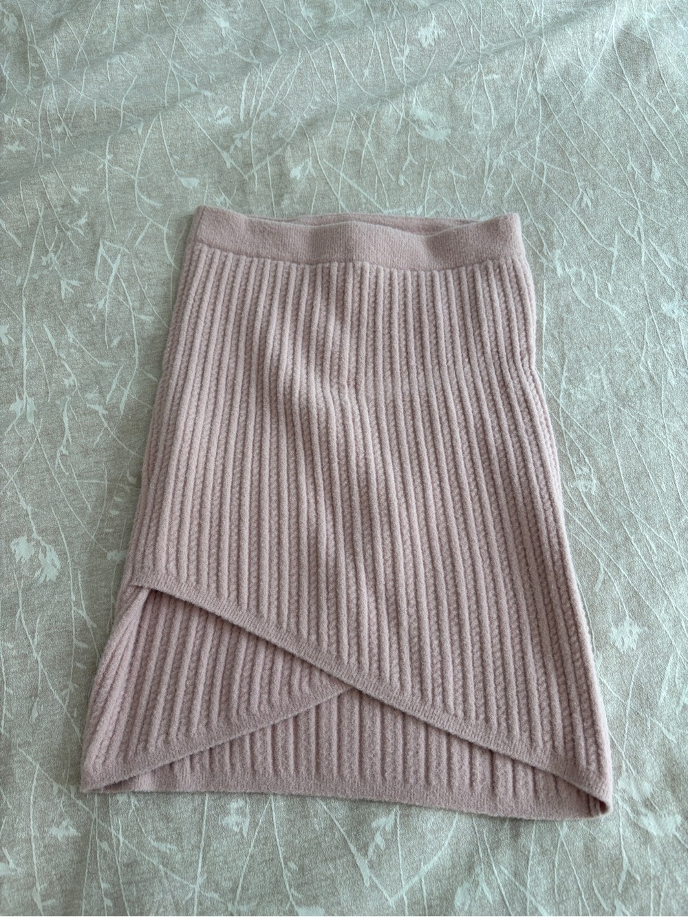 Express Ribbed Knit Asymmetrical Wrap Skirt - Blush Pink